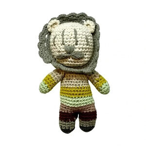 NWOT The Land of Nod Crochet Rattle Lion Plush